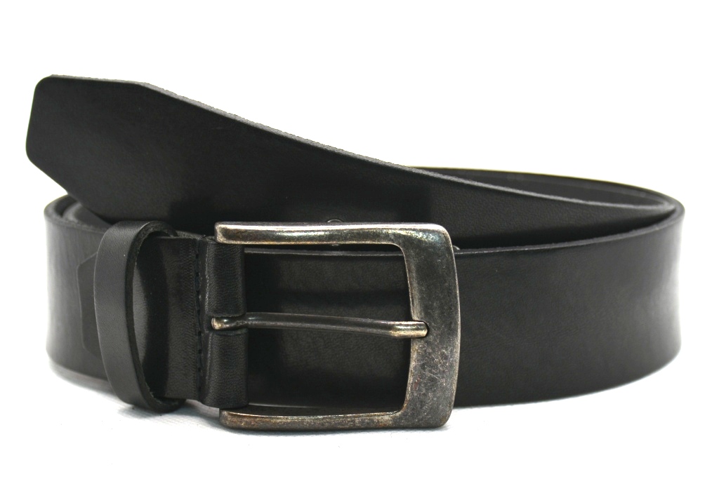 Timbelt volnerf leren riem | Italiaans leer 627 - Zwart nikkelvrij detail