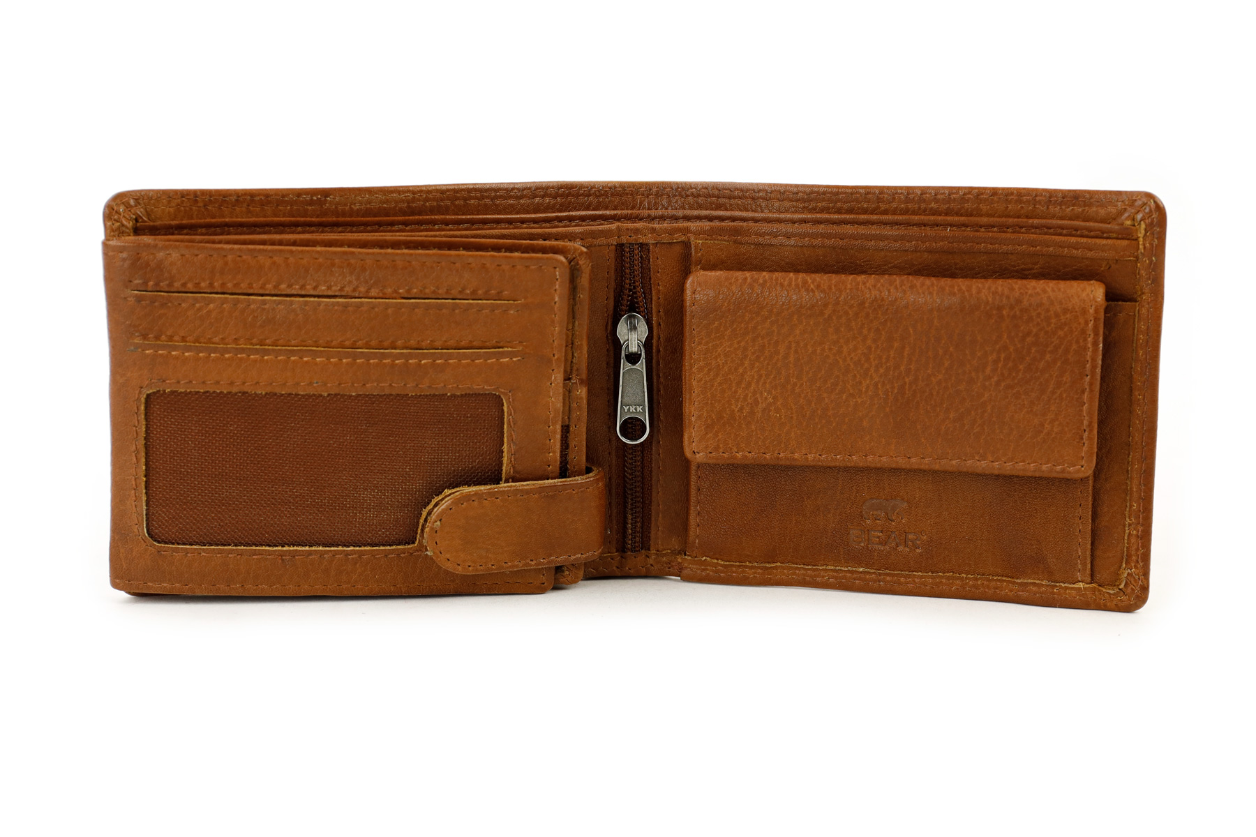 Bear Design Abel leren billfold portemonnee cognac binnenkant