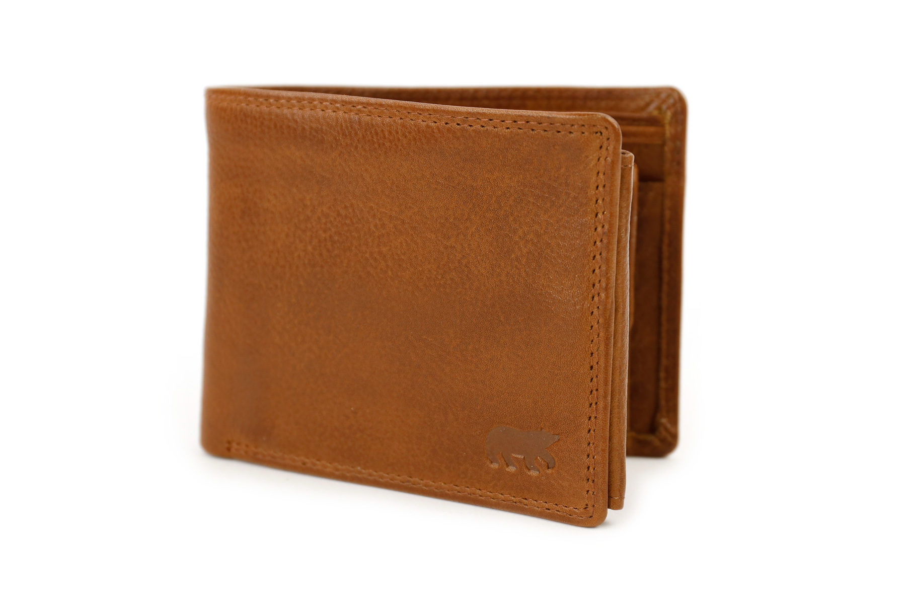 Bear Design Abel leren billfold portemonnee cognac zijkant