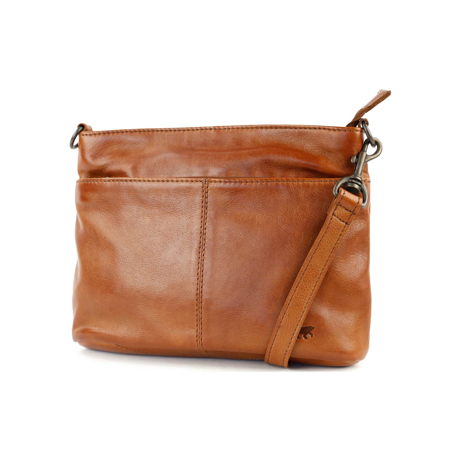 Bear Design Ashley leren schoudertas CP1867 (voor- en achtervak met rits) - Cognac - Afbeelding 4
