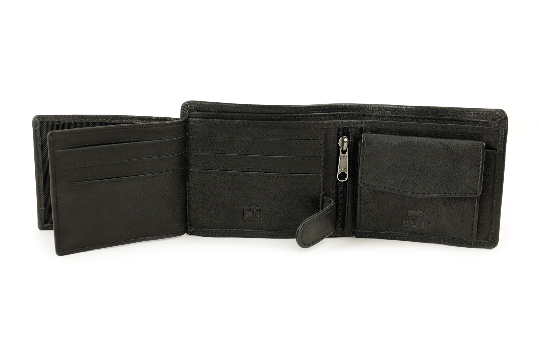 Bear Design Boaz leren billfold portemonnee zwart binnenkant