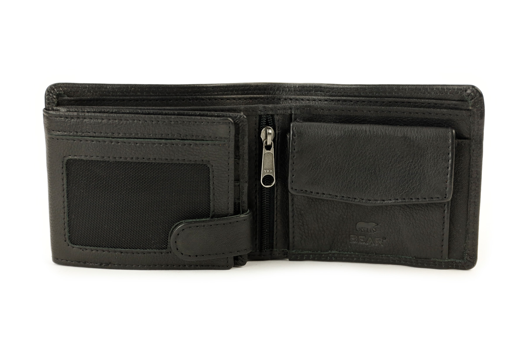 Bear Design Boaz leren billfold portemonnee zwart open