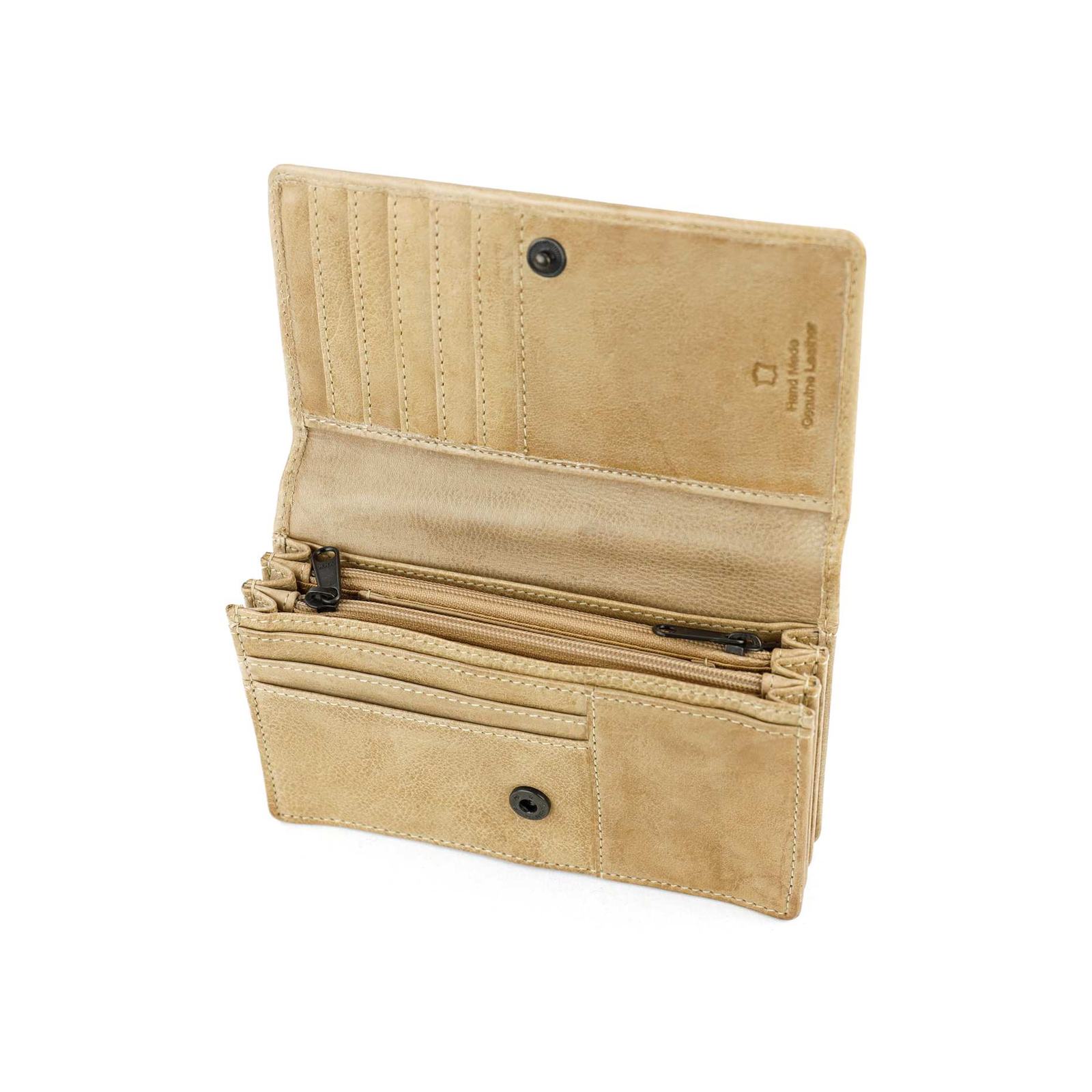 Bear Design Emma leren overslagportemonnee RFID | CL782 baltic beige open