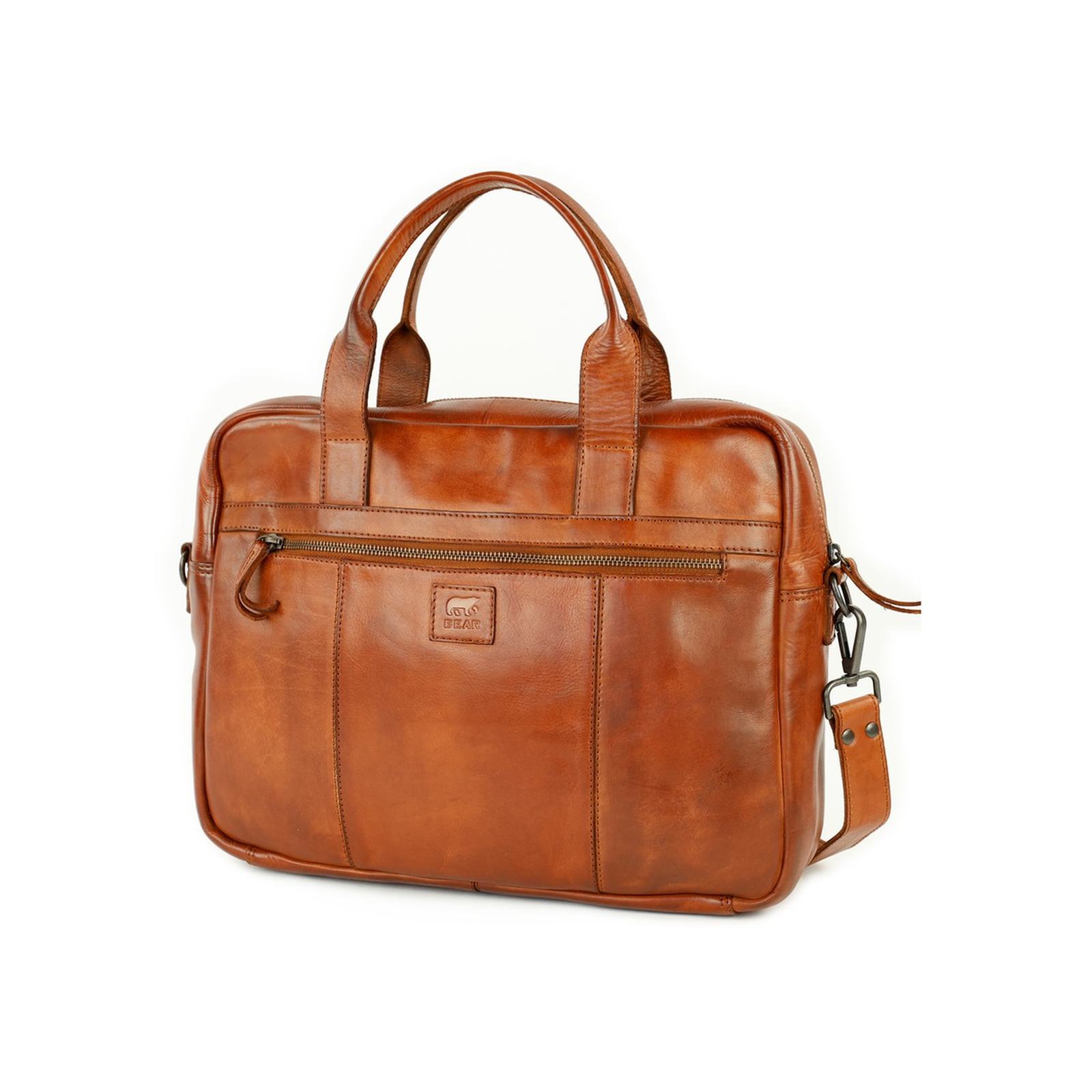 Bear Design Hugo laptoptas (Cow-Lavato laptopschoudertas 15 inch) - Cognac - Afbeelding 5