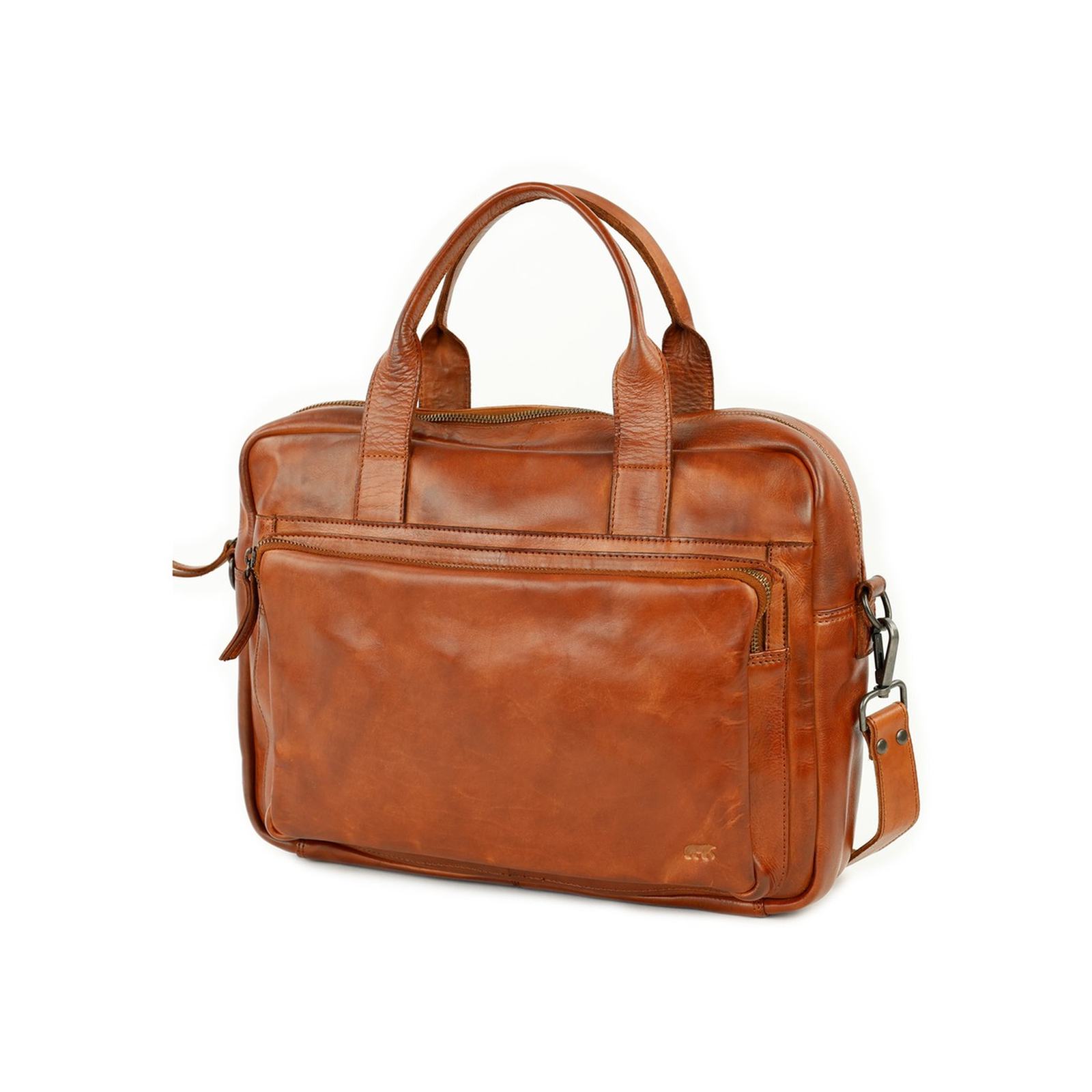 Bear Design Hugo laptoptas (Cow-Lavato laptopschoudertas 15 inch) - Cognac - Afbeelding 2