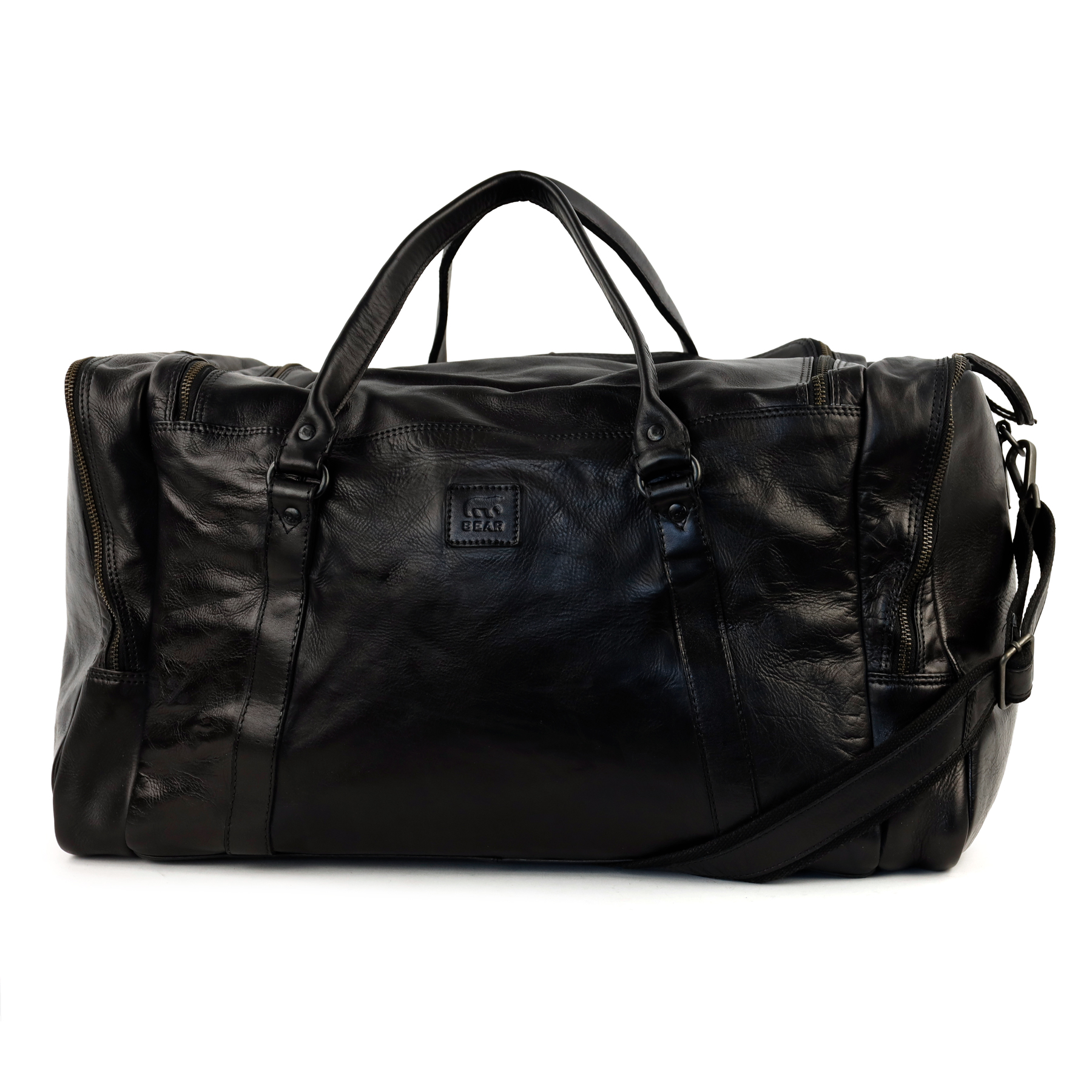 Bear Design Max leren weekendtas zwart | CL32879 achterkant