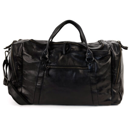 Bear Design Max leren weekendtas zwart | CL32879 voorkant
