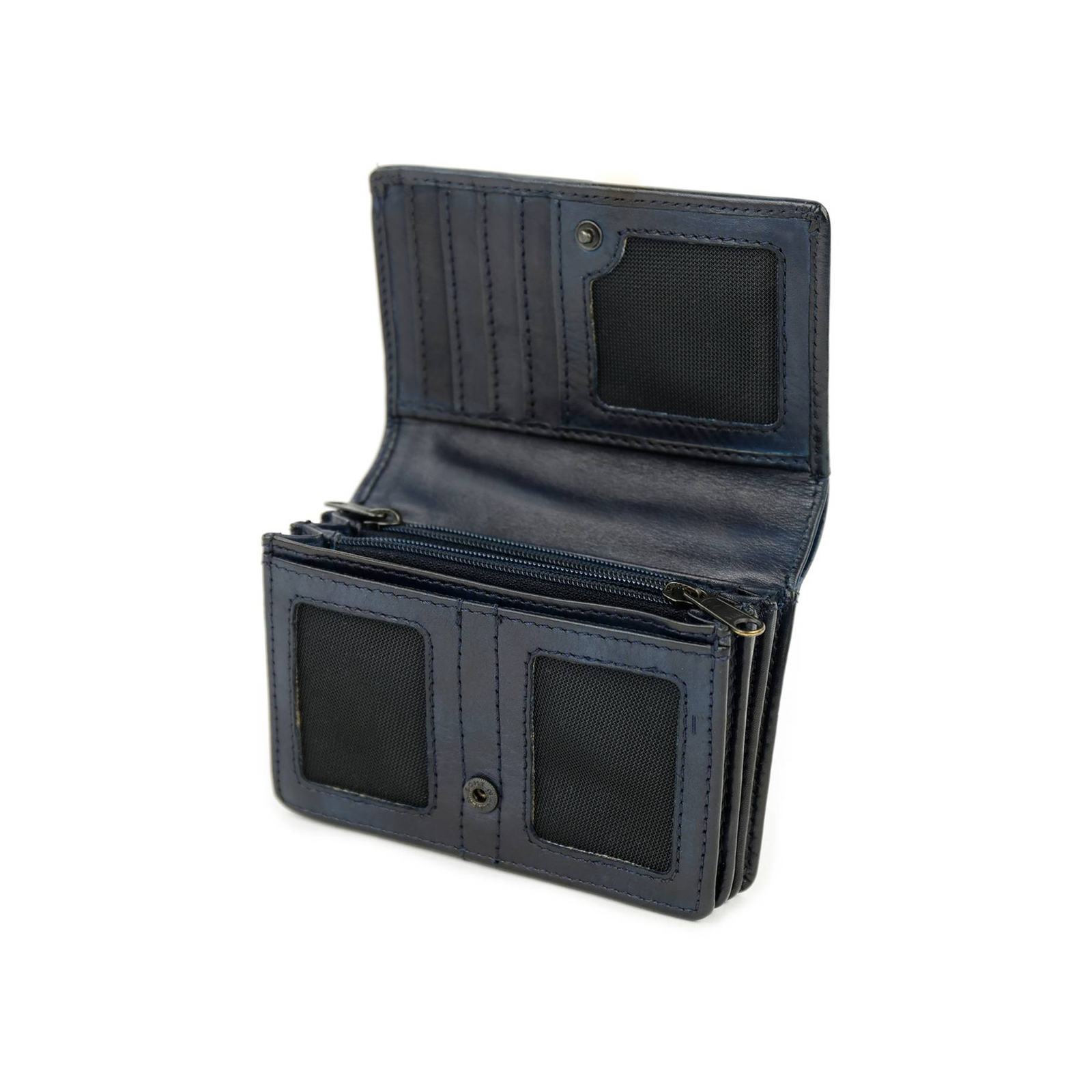 Bear Design Nina leren overslagportemonnee RFID | CL16212 blue open
