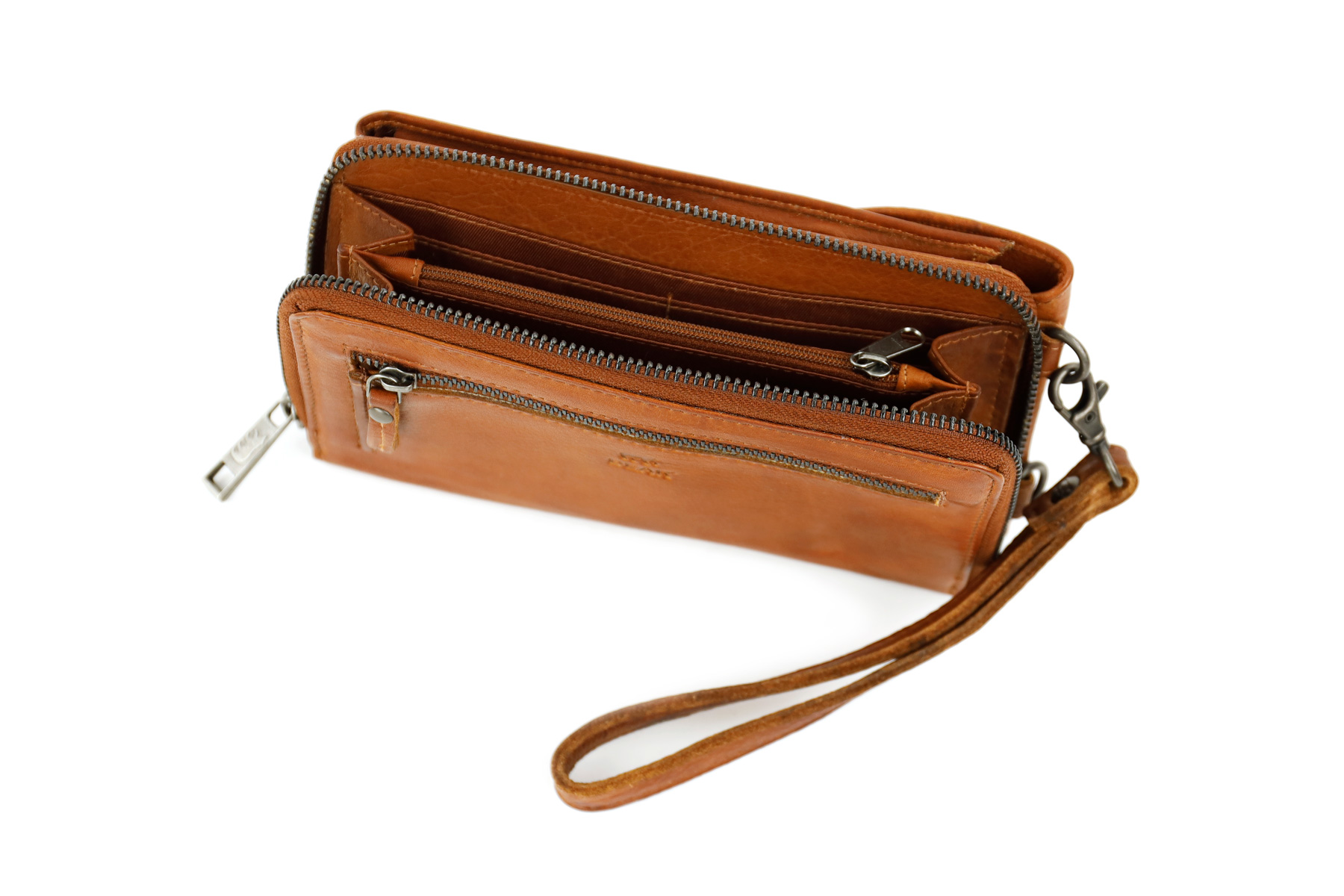 Bear Design Patty leren telefoontasje cognac | CP7066 open