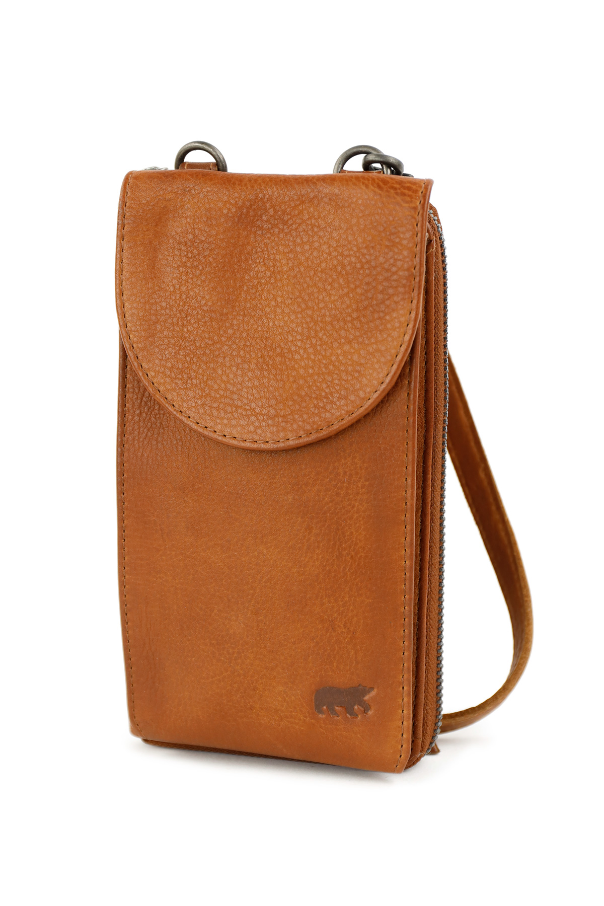 Bear Design Patty leren telefoontasje cognac | CP7066 zijkant