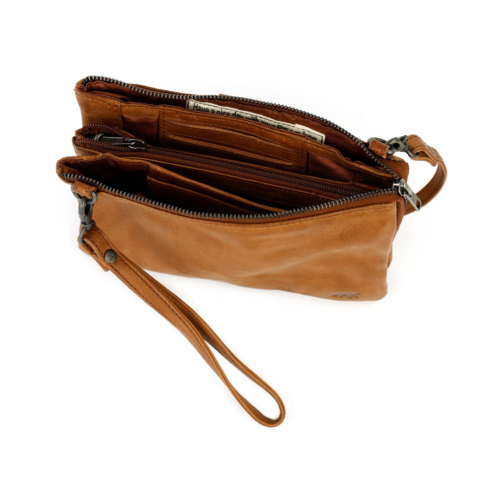 Bear Design Uma Callisto Pelle Clutch cognac | CP1119 cognac open