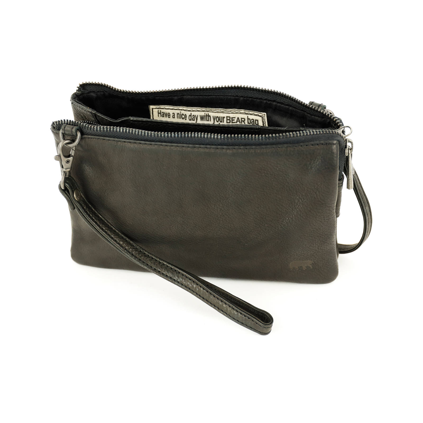 Bear Design Uma Callisto Pelle Clutch zwart | CP1119 zwart open