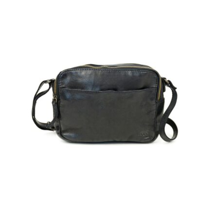 Bear Irem schoudertasje (leren schoudertas / unisex) - Zwart