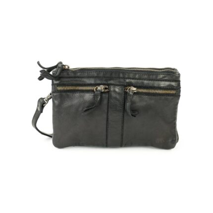 Bear Linda schoudertasje (leren schoudertas / crossbody) - Zwart