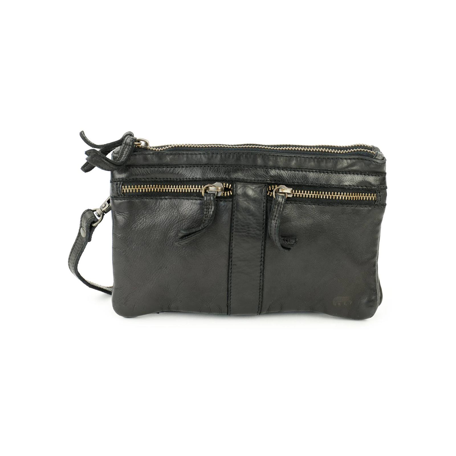 Bear Linda schoudertasje (leren schoudertas / crossbody) - Zwart