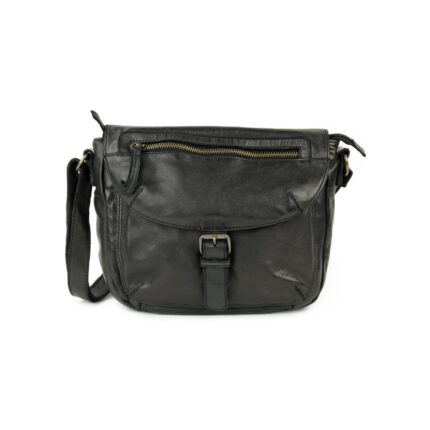 Bear Mattea schoudertasje (leren schoudertas / crossbody) - Zwart