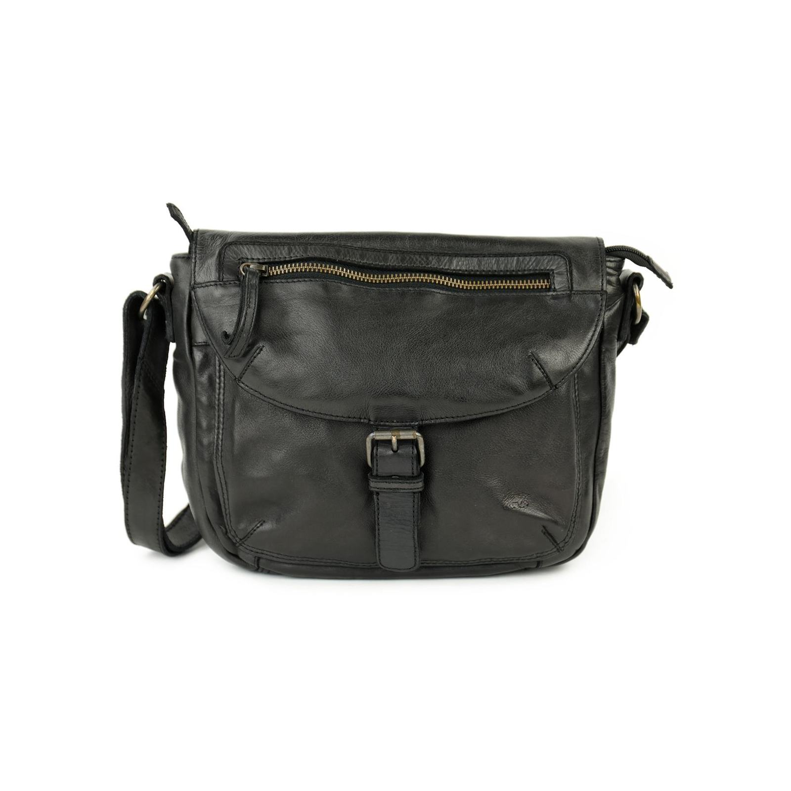 Bear Mattea schoudertasje (leren schoudertas / crossbody) - Zwart