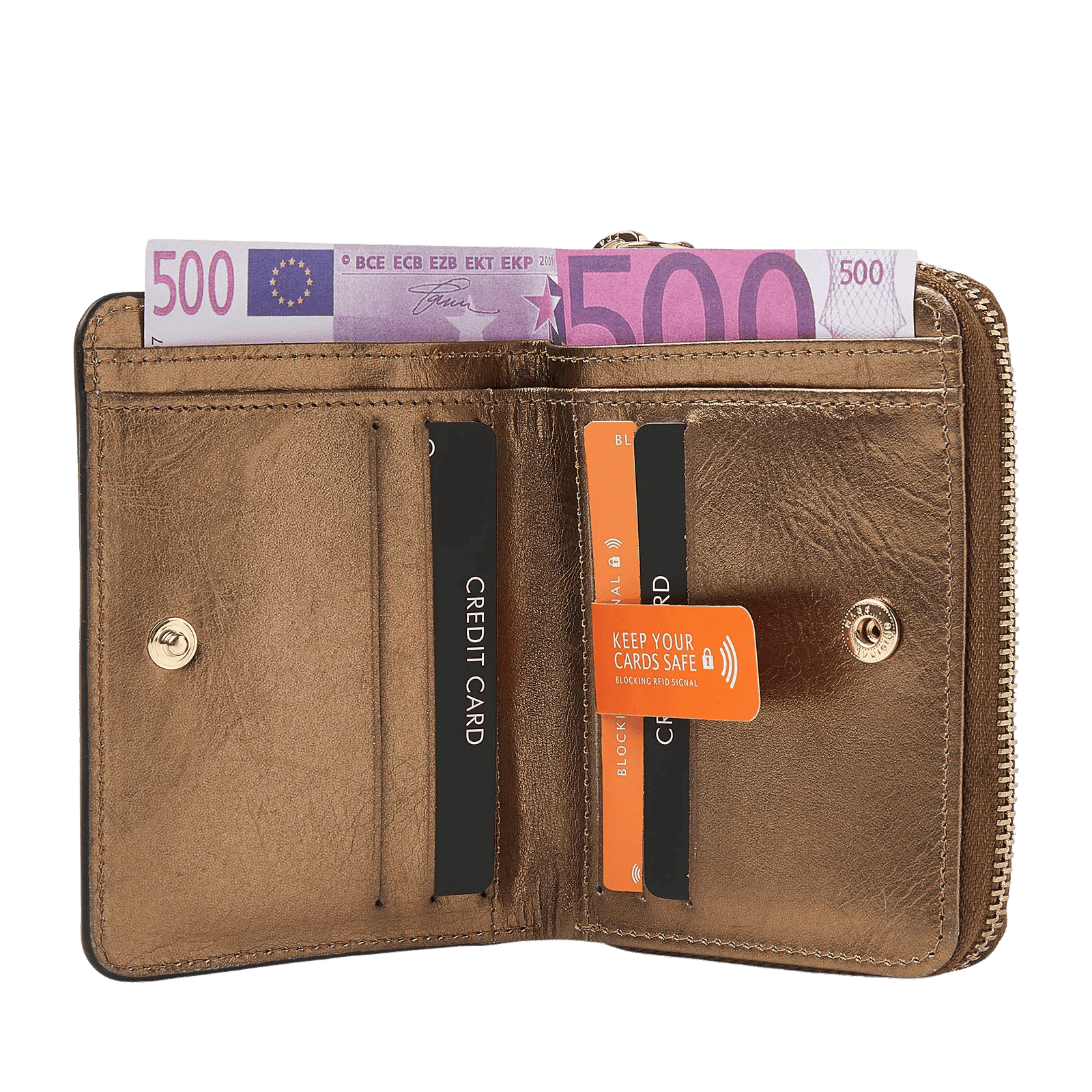 dR Amsterdam 110184 damesportemonnee met rits gold binnenkant