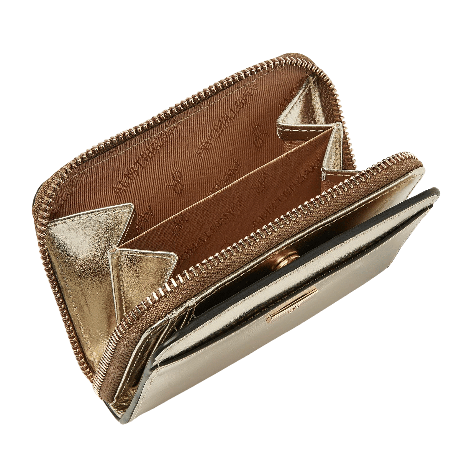 dR Amsterdam 110184 damesportemonnee met rits light gold open