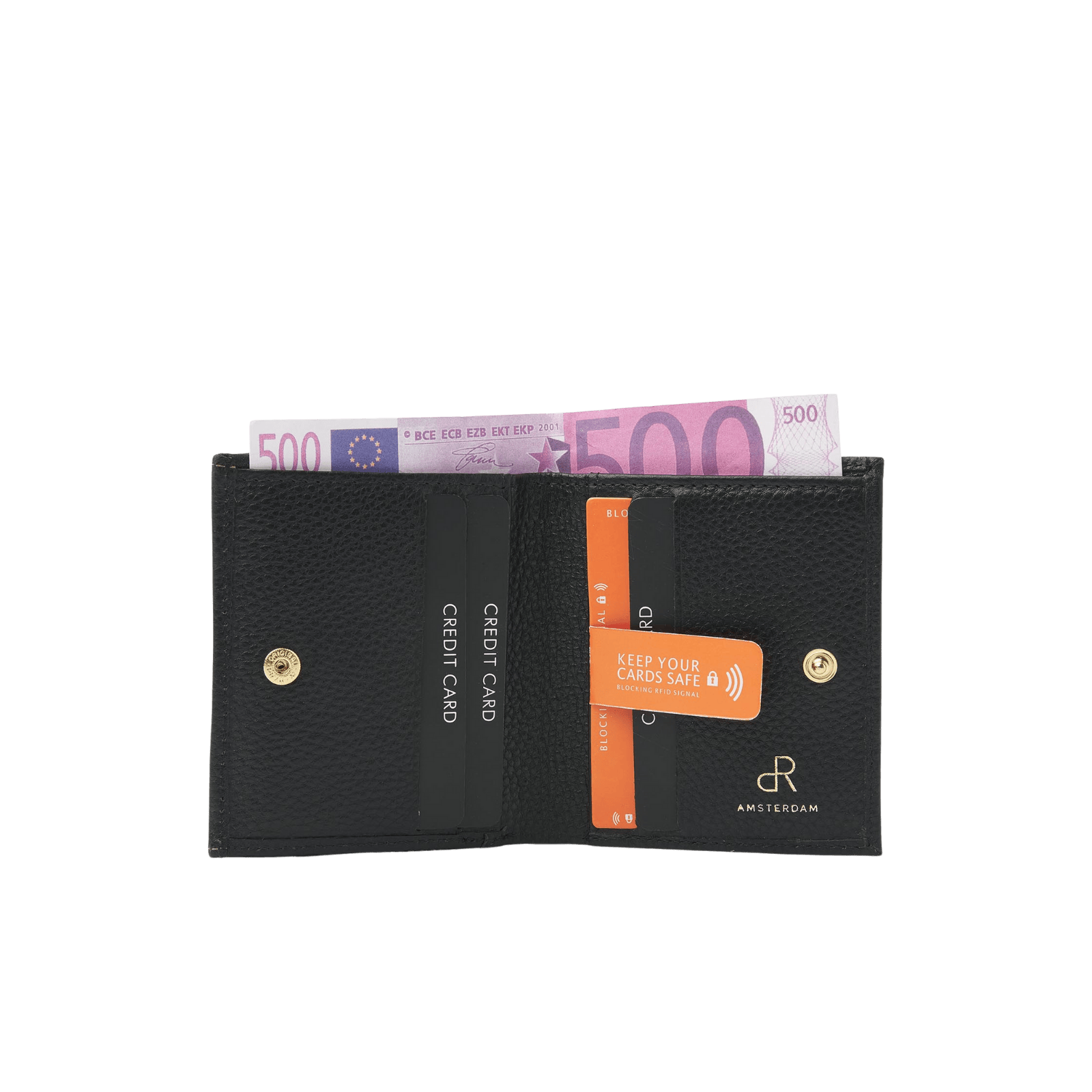 dR Amsterdam 110535 billfold portemonnee zwart binnenkant