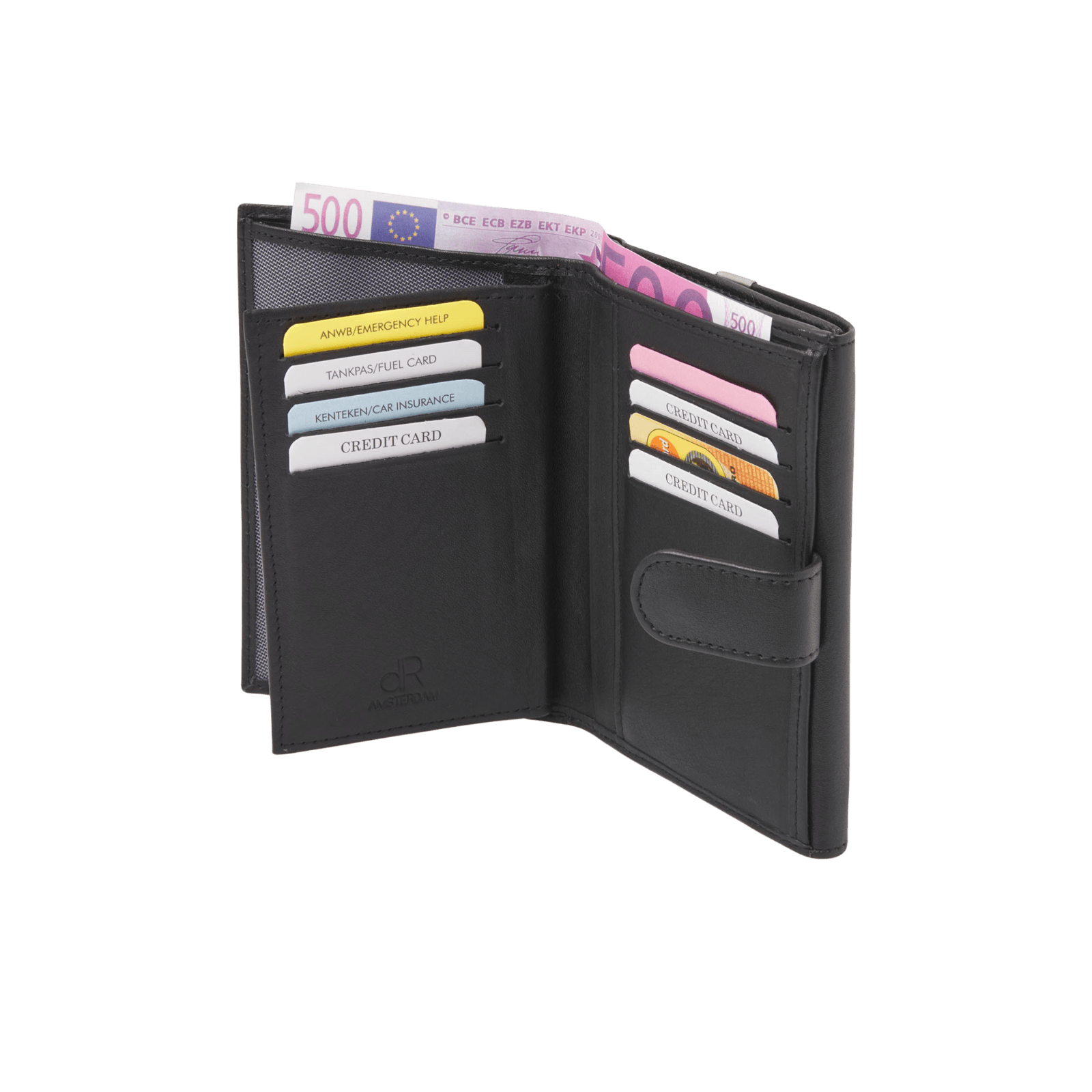 dR Amsterdam 15119 damesportemonnee RFID zwart binnenkant