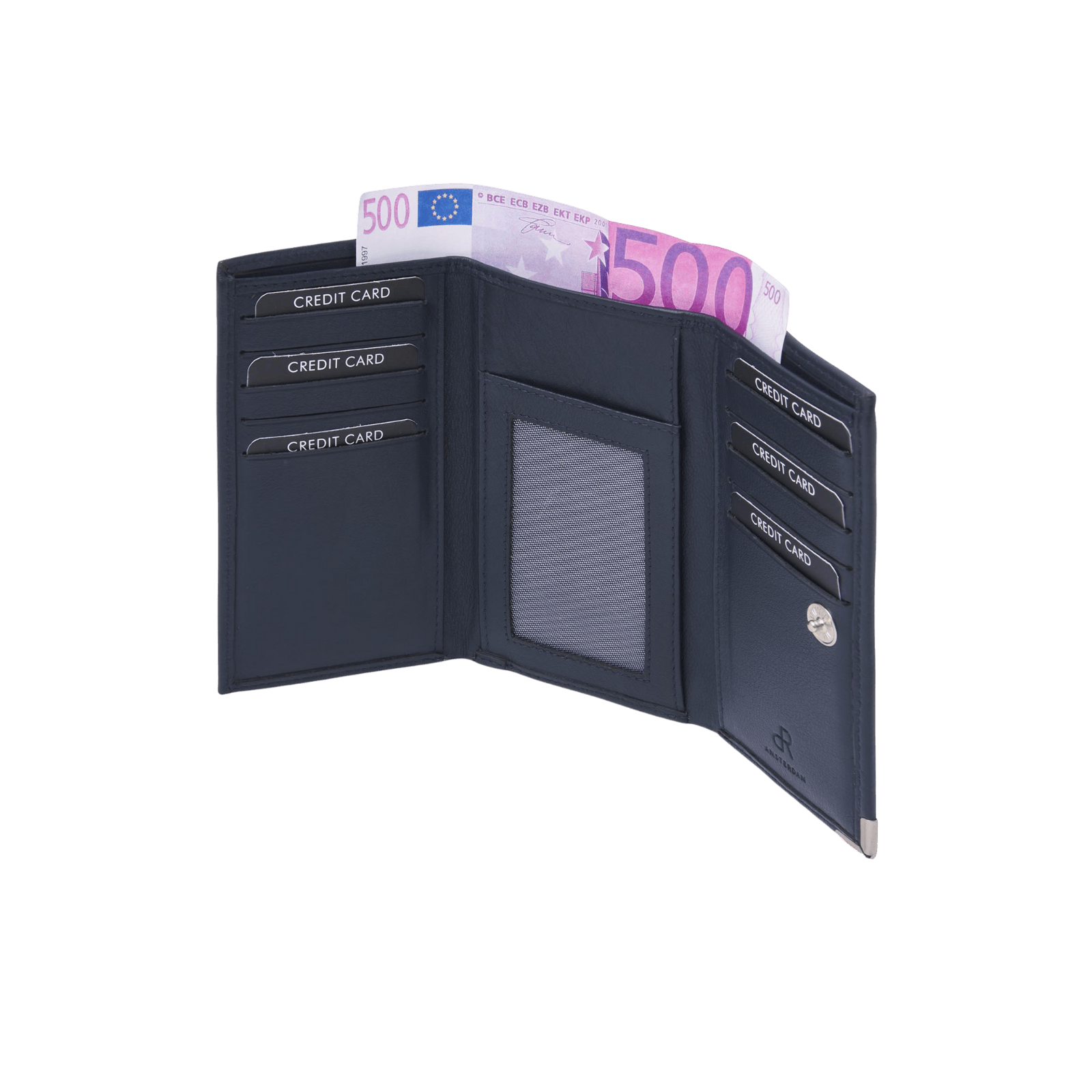 dR Amsterdam 15199 damesportemonnee RFID donkerblauw binnenkant