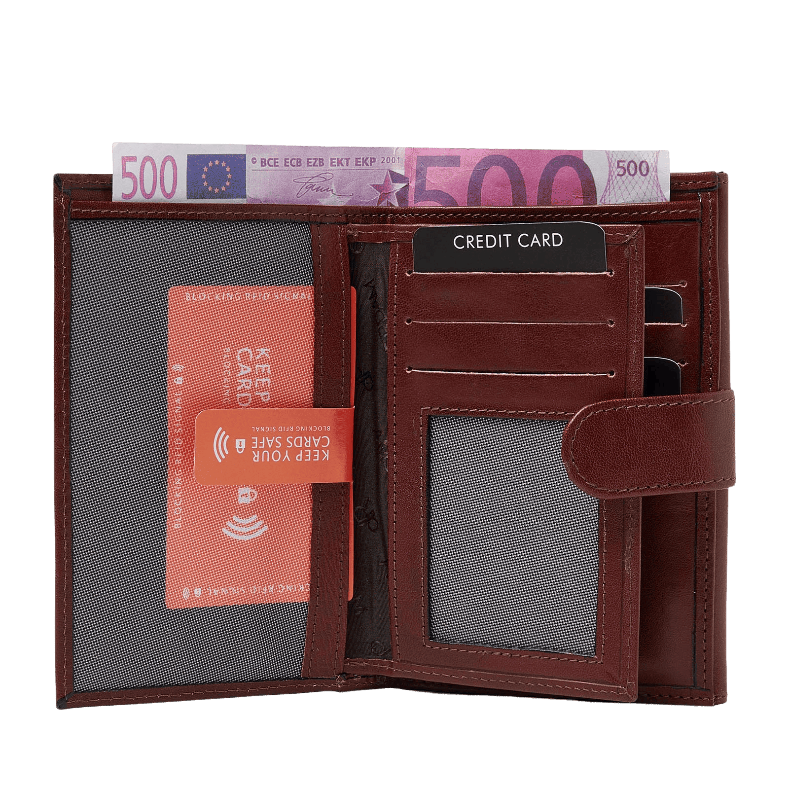 dR Amsterdam 2119 damesportemonnee RFID kastanjebruin binnenkant