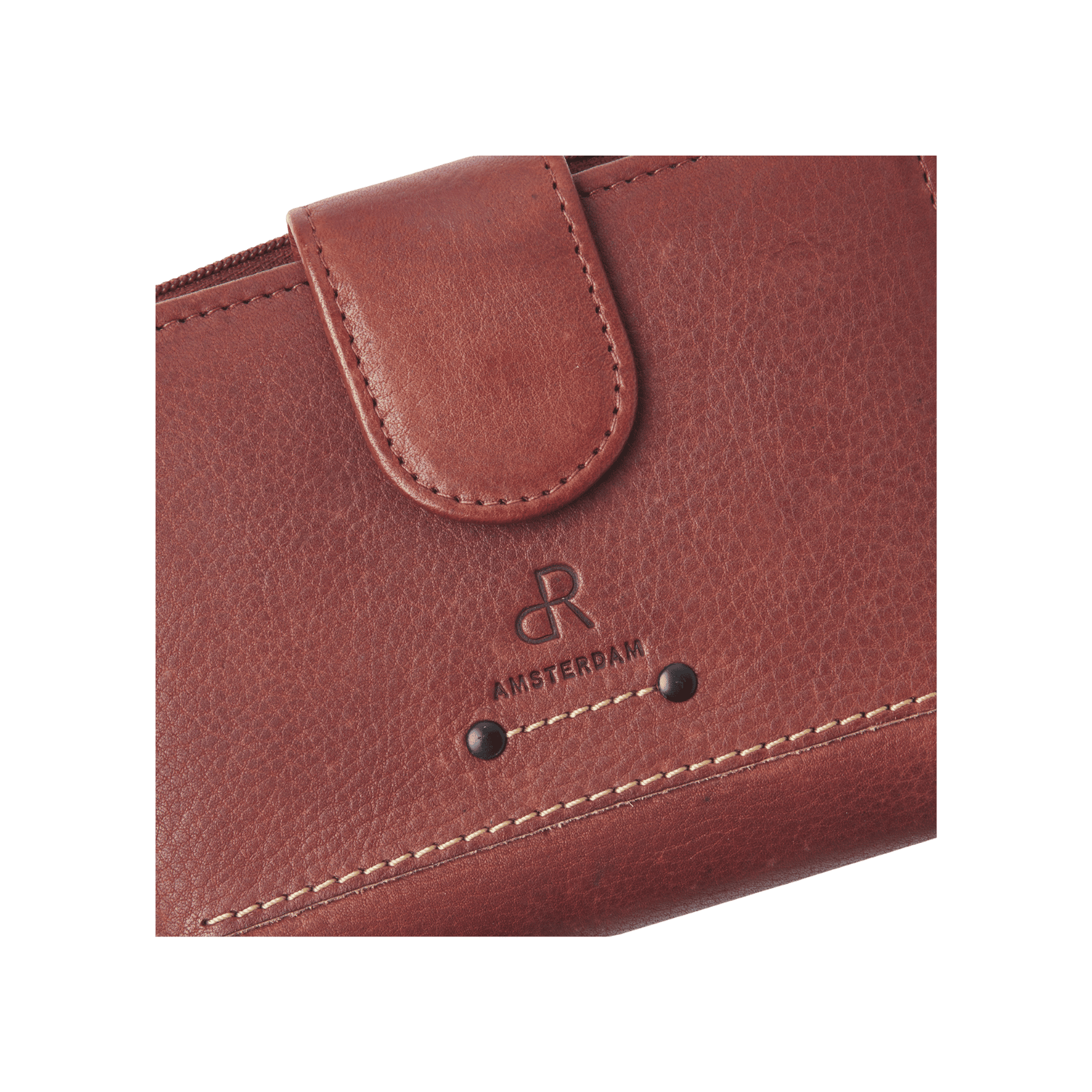 dR Amsterdam 93123 damesportemonnee met rits RFID bruin detail