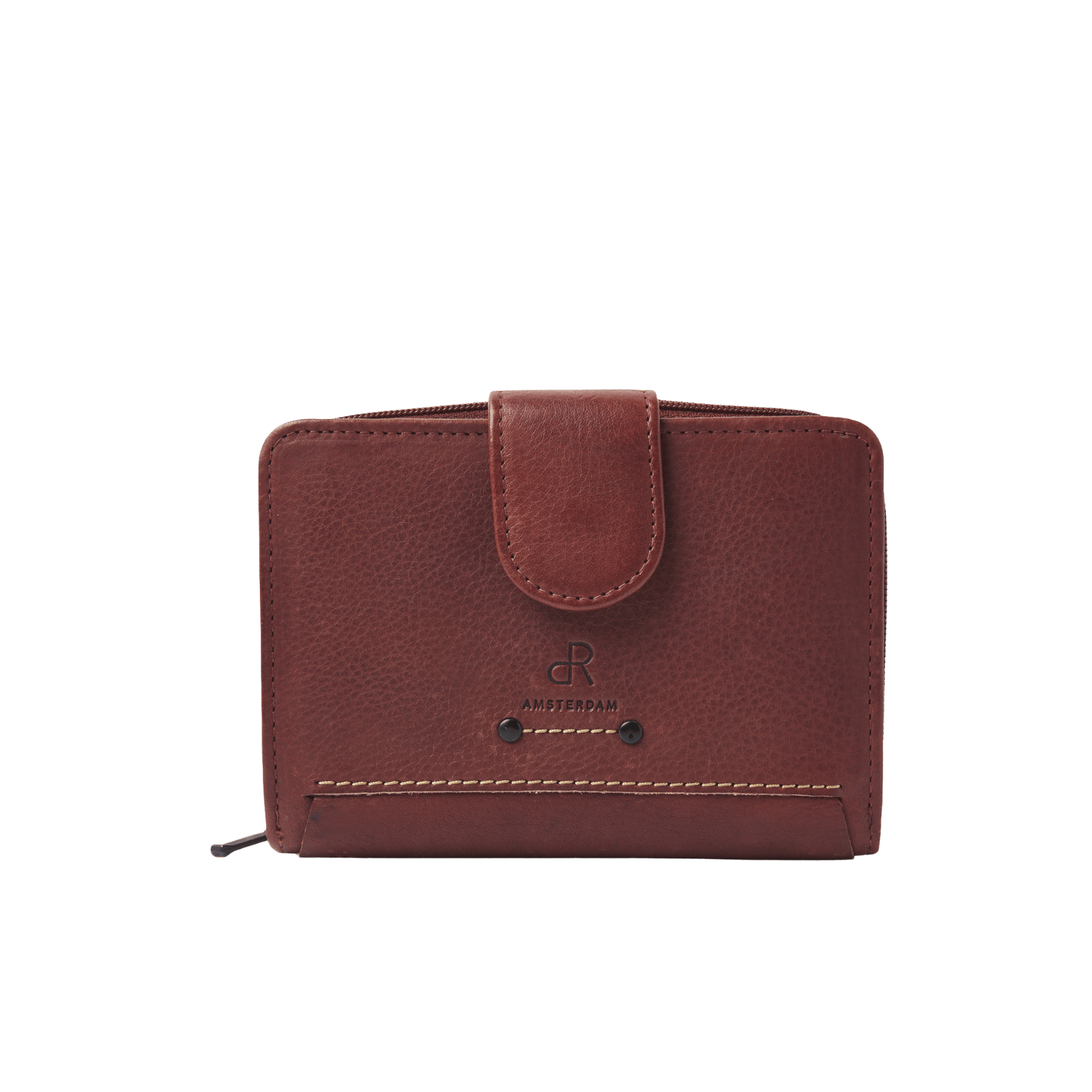 dR Amsterdam 93123 damesportemonnee met rits RFID bruin voorkant