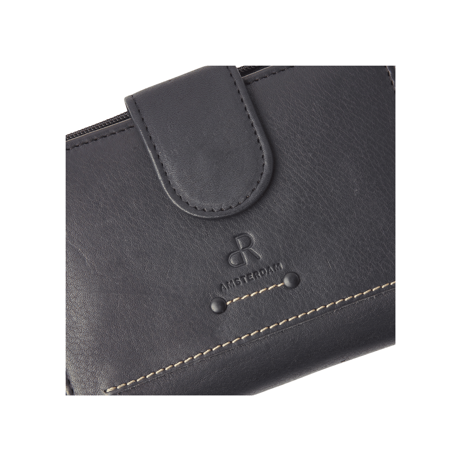 dR Amsterdam 93123 damesportemonnee met rits RFID zwart detail
