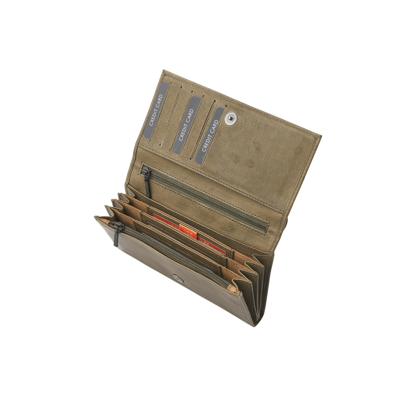 dR Amsterdam 93129 damesportemonnee RFID olive binnenkant