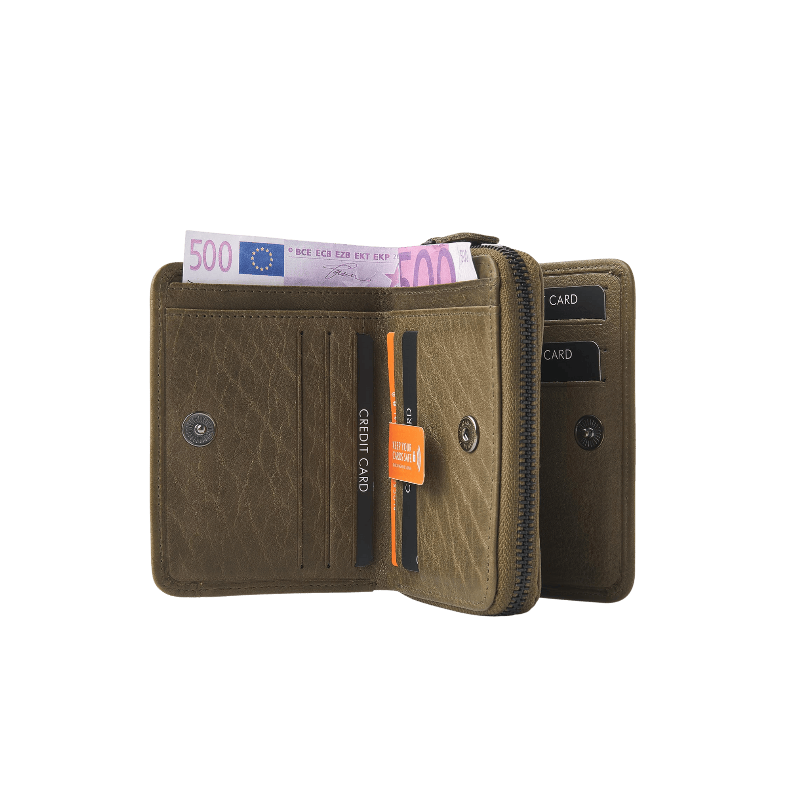 dR Amsterdam 93165 damesportemonnee RFID olive binnenkant