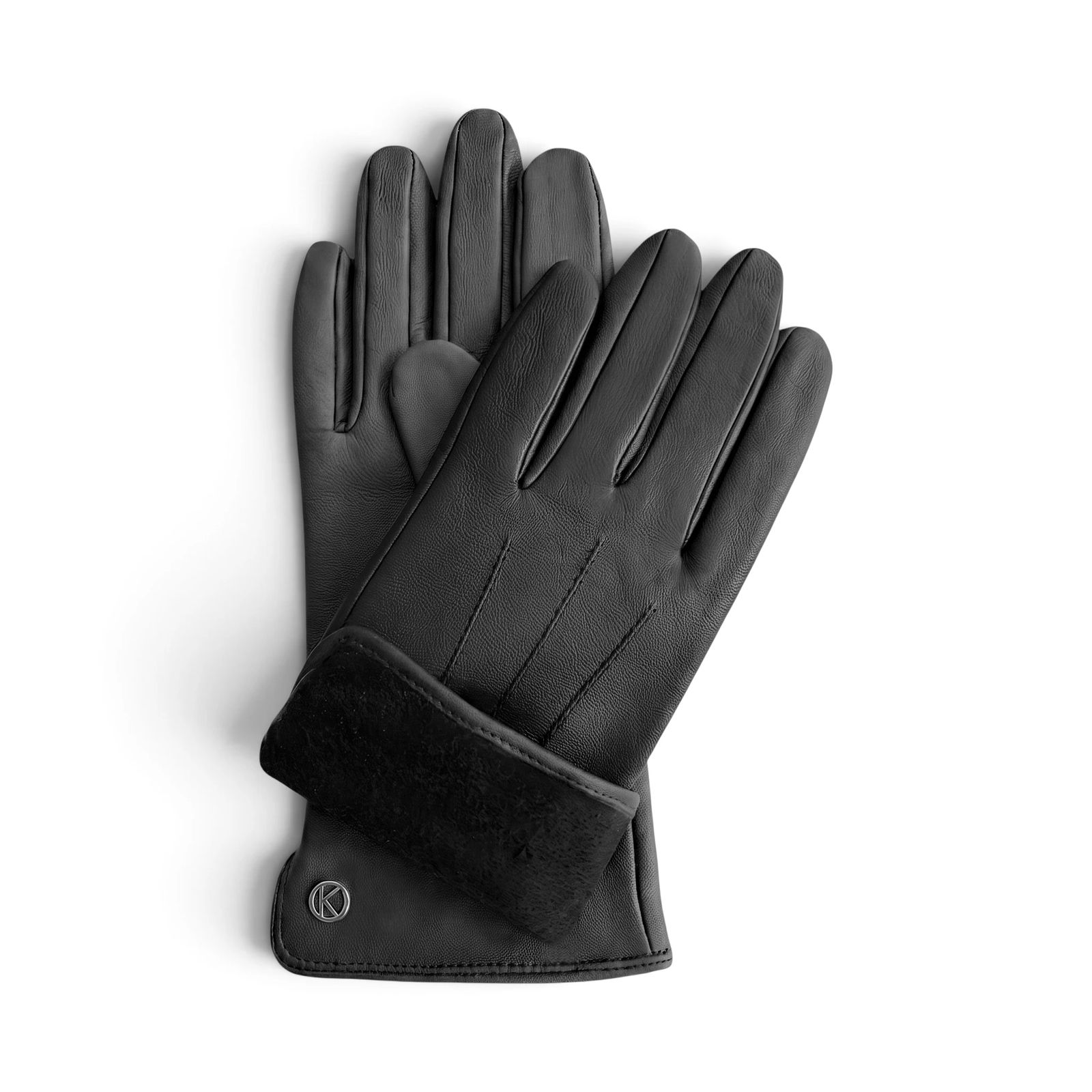 Kessler Carla dames leren handschoenen (lamsnappa met drukknoop) - Black - Afbeelding 2
