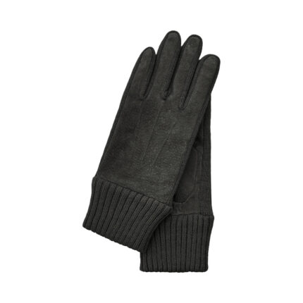 Kessler Liv dames handschoenen (veloursleer met gebreide boord) - Black