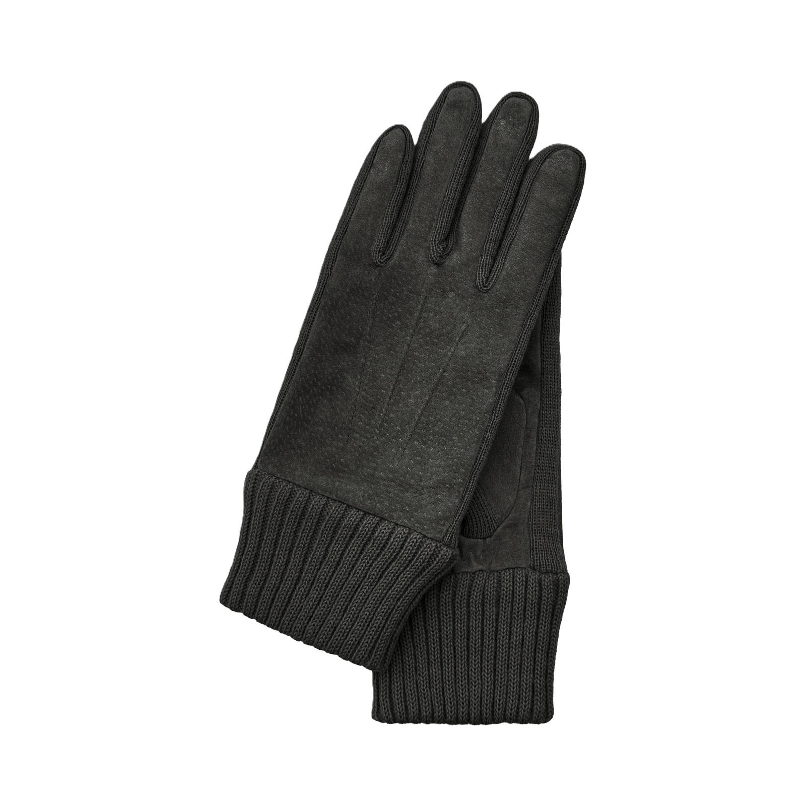 Kessler Liv dames handschoenen (veloursleer met gebreide boord) - Black