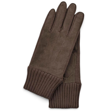 Kessler Liv dames handschoenen (veloursleer met gebreide boord) - Dark Brown