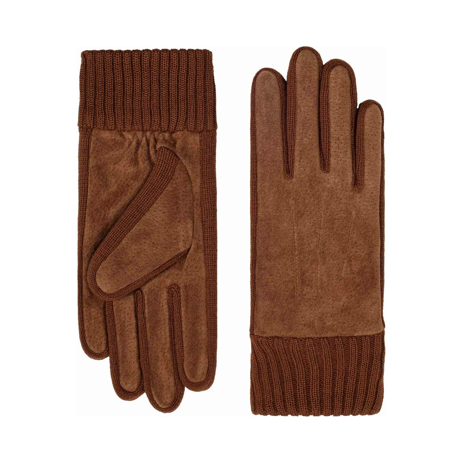 Kessler Liv dames handschoenen (veloursleer met gebreide boord) - Tobacco - Afbeelding 2