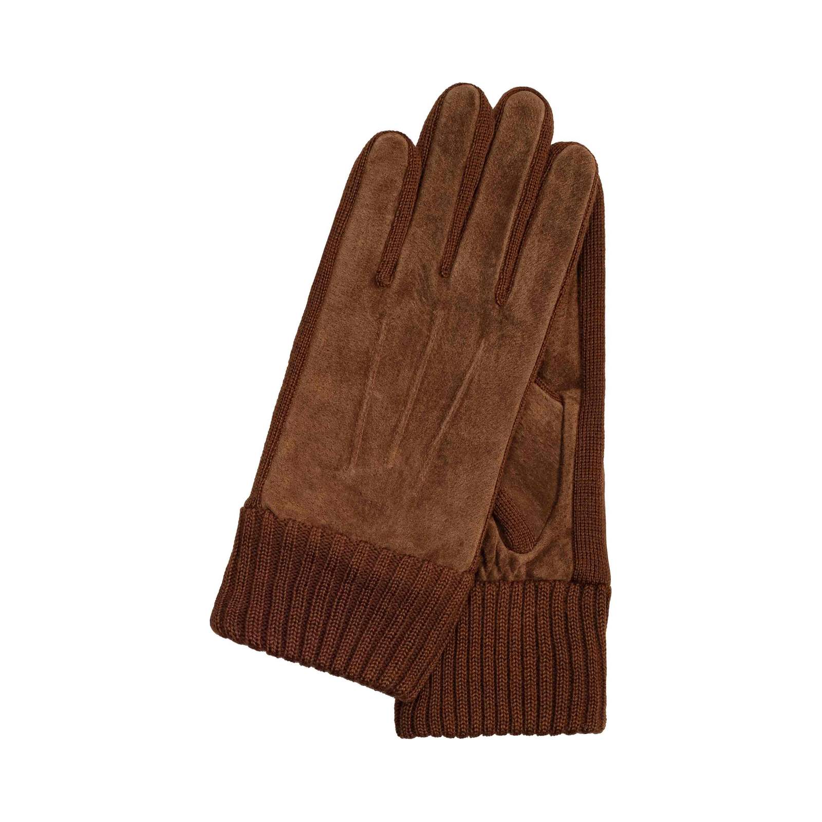 Kessler Liv dames handschoenen (veloursleer met gebreide boord) - Tobacco