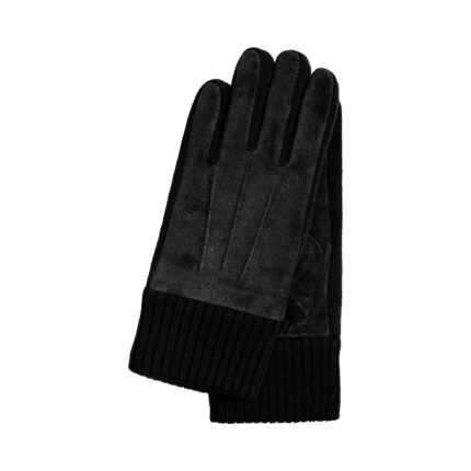Kessler Stan heren handschoenen (veloursleer met gebreide boord) - Black