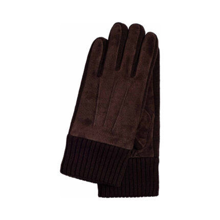 Kessler Stan heren handschoenen (veloursleer met gebreide boord) - Dark Brown