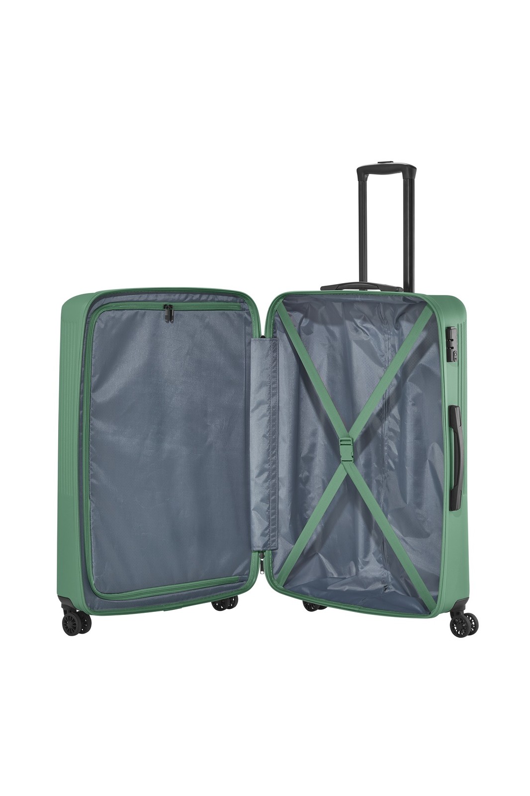 Travelite Bali 4-wiel trolley L 96 liter | Harde koffer 72349 80 groen binnenkant