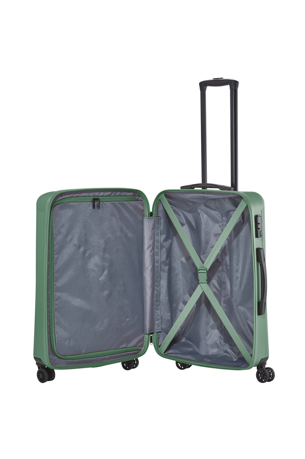 Travelite Bali 4-wiel trolley M 65 liter | Harde koffer 72348 80 groen binnenkant