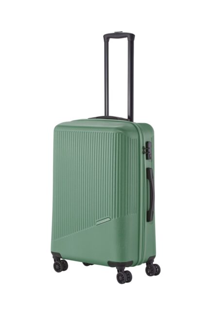 Travelite Bali 4-wiel trolley M 65 liter | Harde koffer 72348 80 groen schuin
