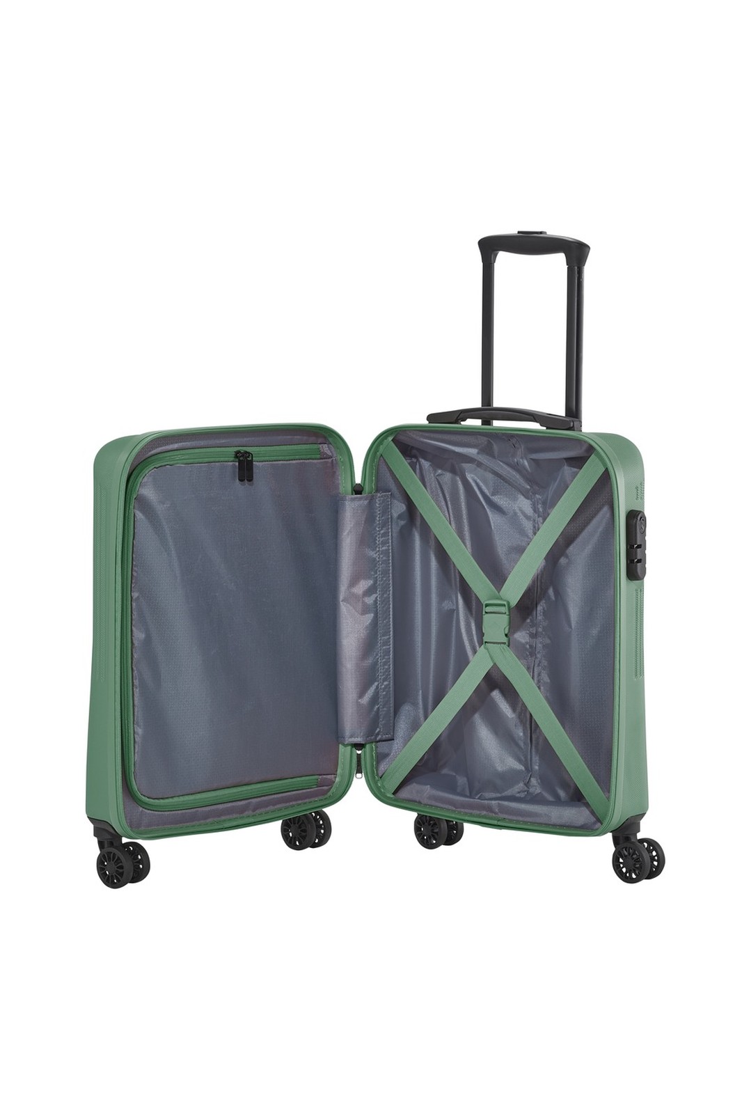 Travelite Bali 4-wiel trolley S 34 liter | Handbagage koffer 72347 80 groen binnenkant