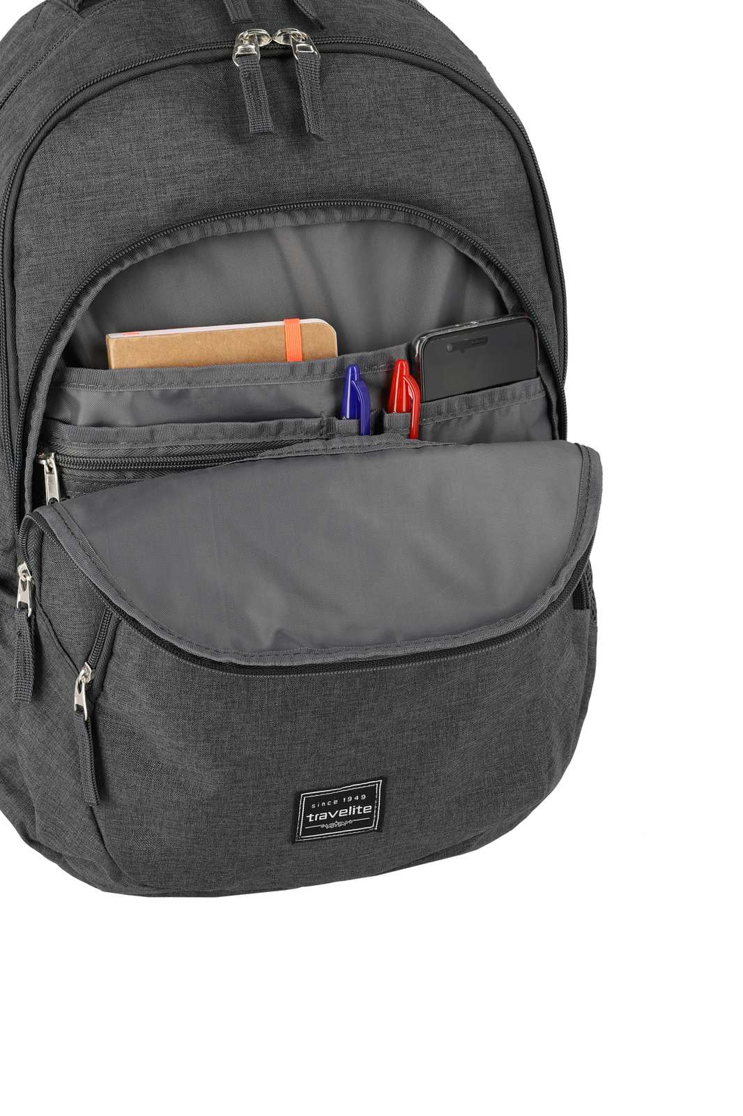 Travelite Basics Backpack Melange | Dagrugzak 96308 05 anthracite voorvak