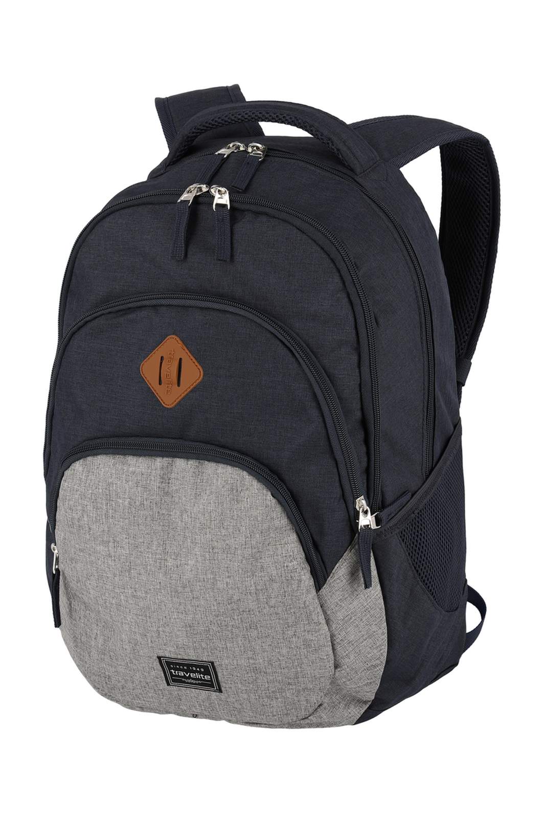 Travelite Basics Backpack Melange | Dagrugzak 96308 20 blauw grijs schuin