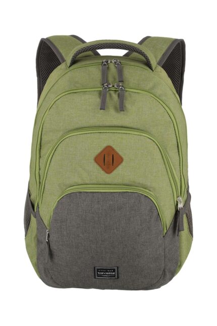 Travelite Basics Backpack Melange | Dagrugzak 96308 80 groen grijs voorkant