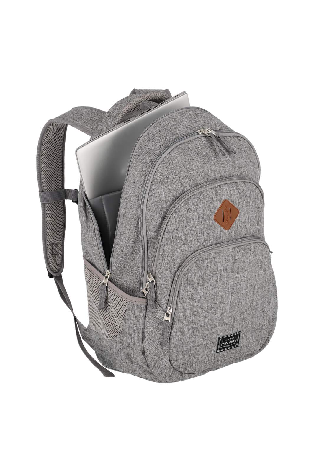 Travelite Basics Backpack Melange | Dagrugzak 96308 03 lichtgrijs laptop
