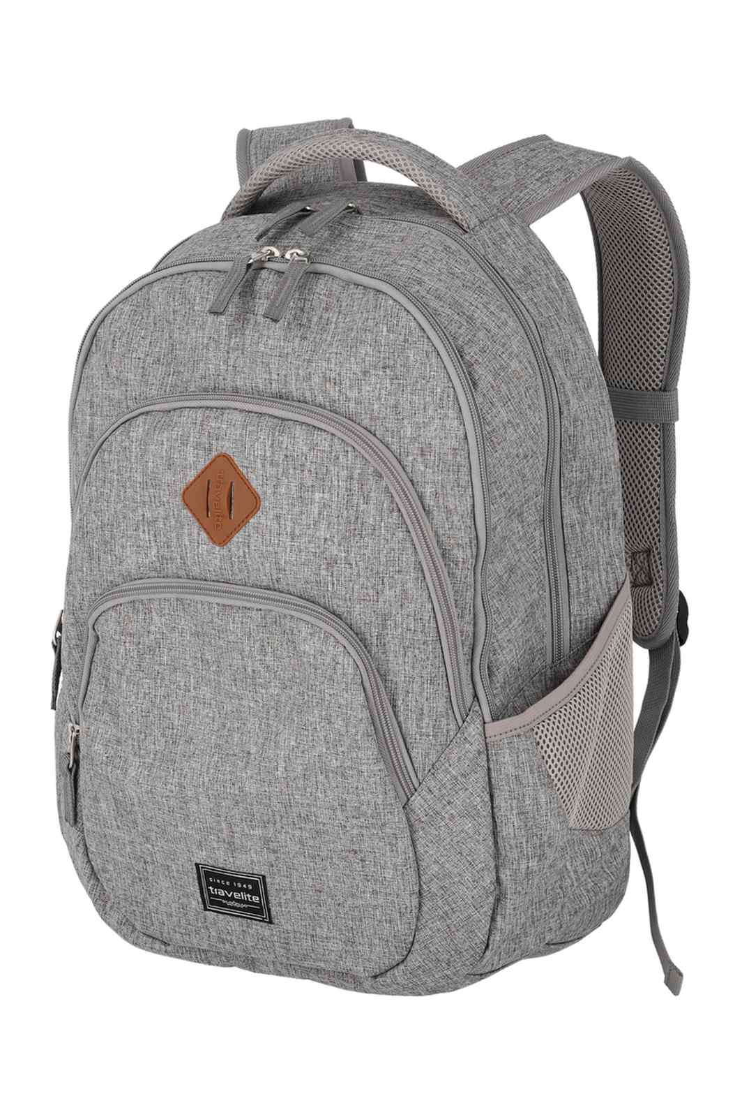 Travelite Basics Backpack Melange | Dagrugzak 96308 03 lichtgrijs schuin