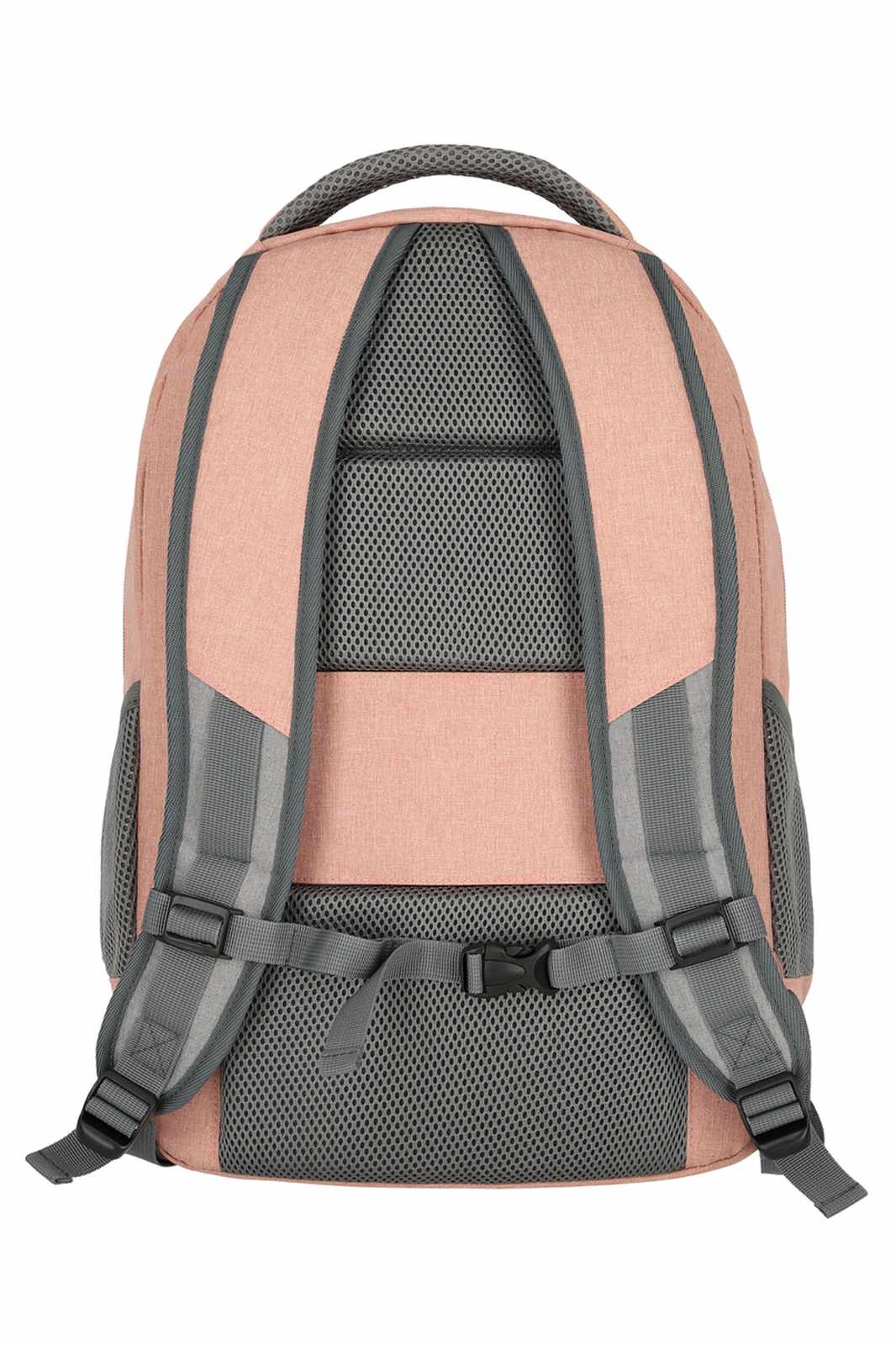 Travelite Basics Backpack Melange | Dagrugzak 96308 17 roze grijs achterkant